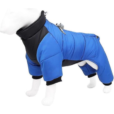 Wasserdichter Hundemantel, warme Winterjacke für Welpen mittelgroßer und großer Hunde, reflektierender Haustier-Overall, Katzenbekleidung mit Leinenring, blau (1/5)