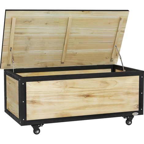 Coffre de rangement de jardin 121 litres bois naturel 100x50x43 cm (1/5)