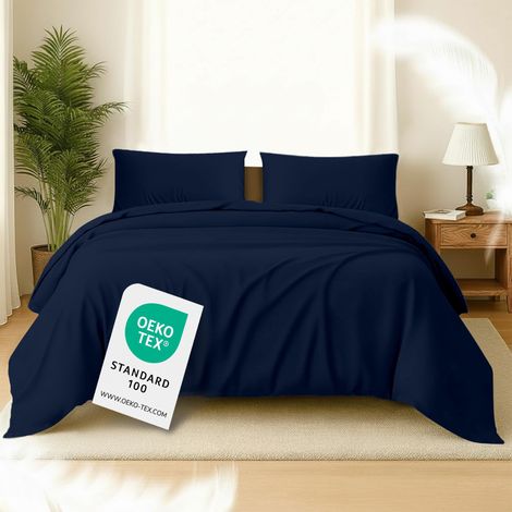 Parure de lit 220x240 cm – Ensemble de 3 pièces (1 housse de couette + 2 taies d'oreiller 80x80 cm) – 100% coton – Doux pour la peau (1/5)
