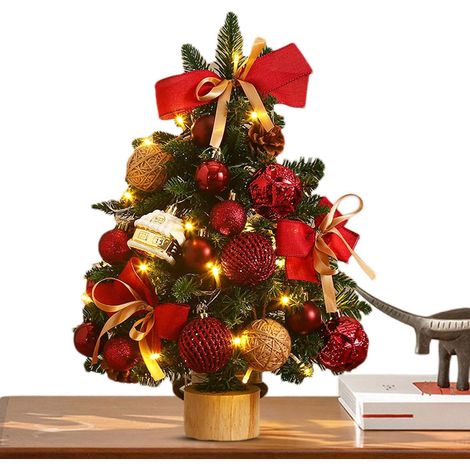 Petit sapin de Noël artificiel, sapin de Noël de table, décorations de vacances, sapin de Noël miniature, arbre de Noël lumineux à LED, arbre de Noël pour décoration de la maison (1/5)