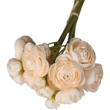 Lot de 6 camélias artificiels avec tige, réalistes et colorés, pour décorer un centre de table lors d'un mariage, à la maison ou au bureau.Champagne (1/5)