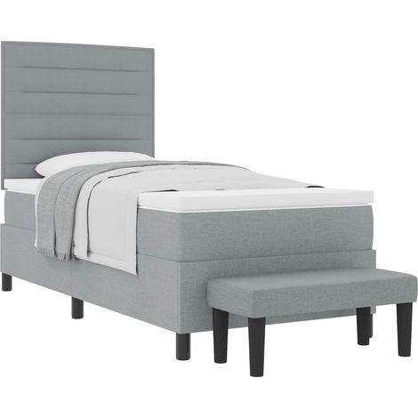 Box Spring Bed with Headboard Light Grey 100 x 200 cm Fabric vidaXL (1/5)