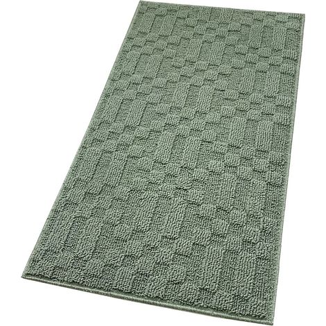 Tapis De Bain 3D Doux Absorbant Antidérapant Lavable Dessous De Lit Chambre 45x75 cm - Vert