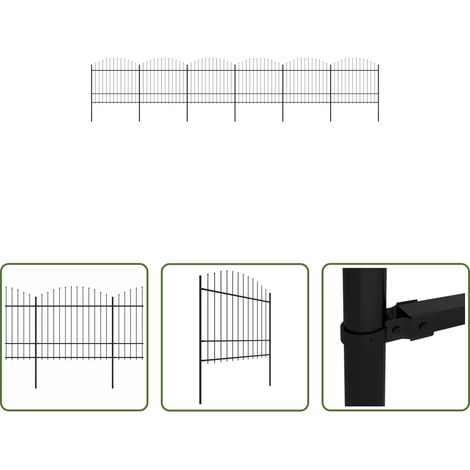 vidaXL Gartenzaun mit Speerspitze - Gartenzaun mit Speerspitze Stahl 1070 x 175 cm Schwarz (1/5)