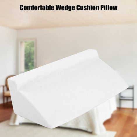 Coussin en mousse forme cale avec housse zippée lavable pour surélever jambes et soutien dos lombaire (Blanc) (1/5)