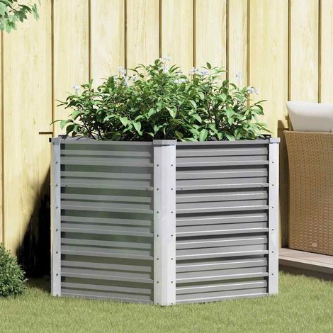 vidaXL Arriate de jardín de acero galvanizado gris 129x129x77 cm (1/5)