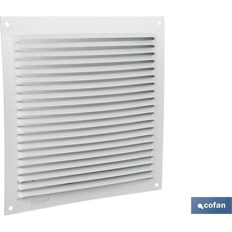 Grille de ventilation en aluminium blanc 17 x 17 cm, 0,6 mm d'épaisseur, laquée.