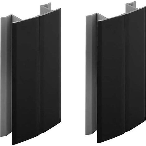 connettori angolari multi-angolo da 150 mm per battiscopa da cucina, colore nero lucido, profilo in PVC per gambe di mobili. (1/4)