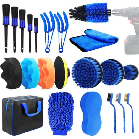 22PCS Kit de Brosse Nettoyage Voiture, Pinceau-Nettoyage-Voiture Pinceau-Detailing-Auto Brosse-Lavage-Voiture Car-Cleaning-Kit Brosse-Jante-Voiture Perceuse Nettoyage Voiture Interieur et Exterieur (1/5)