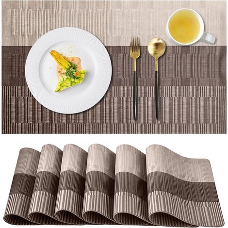 Juego de 6 manteles individuales de 30 x 45 cm, antideslizantes, impermeables y resistentes al aceite, fabricados en PVC resistente al calor (1/5)