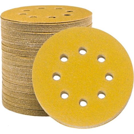 Sanding Discs 125mm Sandpaper, 100 Sanding Discs Sander Round Sanding Pads 8 Holes Grit 80 for Sanding Polishing Rust Removal (1/5)