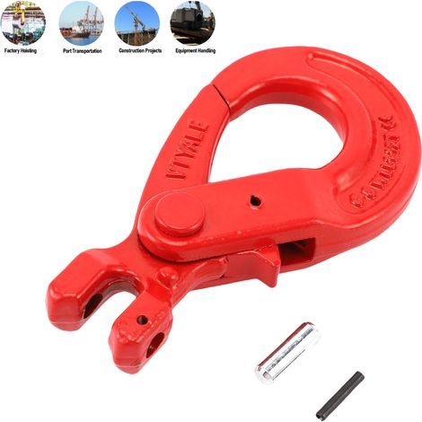 Safety chain hook, 1.12 T load capacity, grade 80 alloy steel, forged clevis for lifting and transport (1/5)