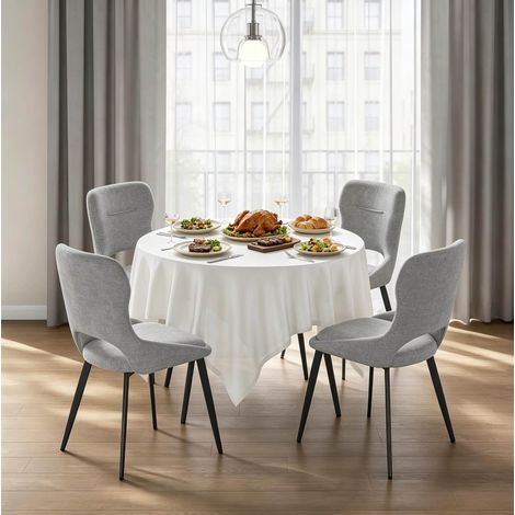 Chaise de salle à manger 43x40x86 cm en chenille gris, lot de 4, moderne FloraGrace (1/5)