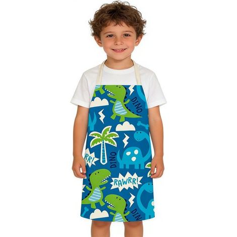 Kinderschürze mit Cartoon Motiv Dinosaurier Schürze Malschürze für Kinder zum Kochen und Malen in der Küche Empfohlen für Jungen und Mädchen mit (1/5)