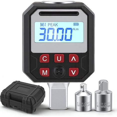 Adattatore dinamometrico digitale da 1/2", chiave dinamometrica digitale da 17-340 Nm, strumento meccanico per autoveicoli, modalità P/T, memorizzazione dati, LED e avviso acustico, adattatore da 1/4" (1/5)