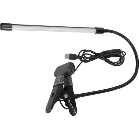 lampe de bureau-Lampe Clip LED à Réglage USB avec Lumière Blanche/Chaude – pour Bureau, Lecture, Lampe de Table Luminaire (Tube Unique Noir) (1/4)