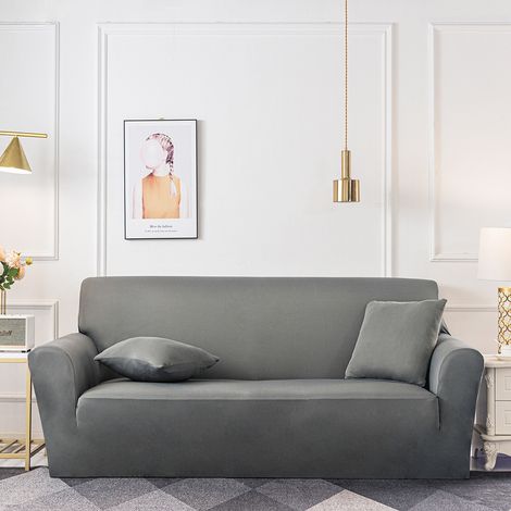 Housse de Canapé 3 Places avec Accoudoir Extensible - Revêtement de Canapé Pour salon chambre - GRIS,195-230cm (1/4)