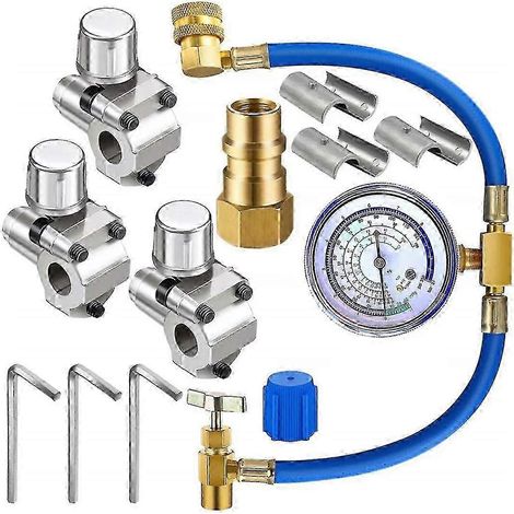 Tuyau de recharge de fréon pour système de climatisation/réfrigération, avec manomètre, kit R134a/R12/R22, compatible BPV31. (1/5)