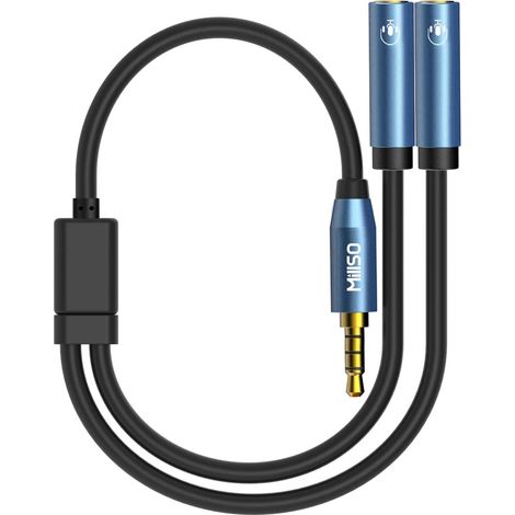 Répartiteur de Casque 3,5 mm Adaptateur Jack - Répartiteur 4 pôles mâle/Femelle Double Microphone (Mic + Audio) pour téléphone Mobile, Ordinateurs Portables (1/5)