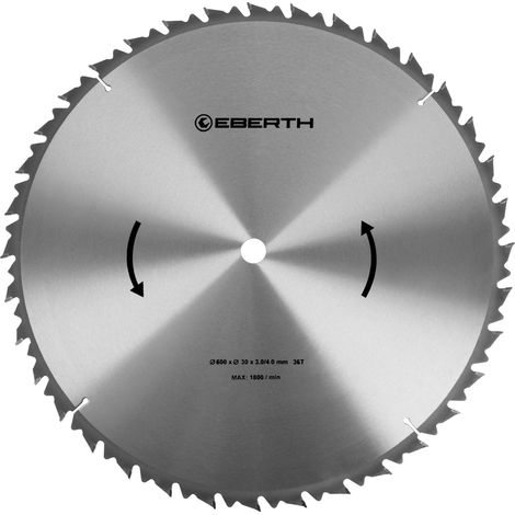 Eberth – Lame de scie circulaire pour bois 600mm – Alésage 30mm – 36 dents carbure pour bois dur et tendre – Coupe nette sans éclat