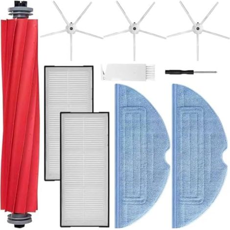 Kit d'accessoires pour aspirateur Roborock série S7 : 1 brosse principale, 3 brosses latérales, 2 filtres, 2 chiffons. (1/4)
