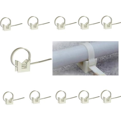 10 Fascette in Nylon Con Base Forata Per Tasselli Per Tubi Diametro 16-32