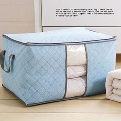 Sacs de Rangement Pliable pour Vêtements Non-Marque Taille Grande Sacs Organisateurs pour Couettes et Habits Sacs Anti-Poussière et Anti-Odeur Matière Non-Tissée Pack de 5 Bleu (1/5)