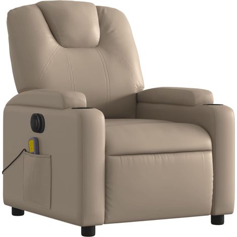 Fauteuil de relaxation TV fonction massage inclinable électrique 6 points de massage en PVC couleur cappuccino DEC027141 (1/5)