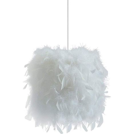 Lustre D'Intérieur Moderne Ø23CM Lampe À Suspension Romantique Nordique Suspension Luminaire En Plumes Blancs Pures E27