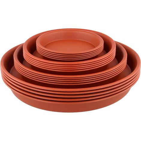 Lot de 20 soucoupes rondes rouges pour pots de fleurs, 4 tailles, plateaux de plantes en plastique durable pour pots de fleurs, soucoupes imperméables, plateaux d'égouttement pour intérieur et (1/5)