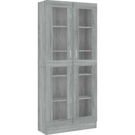 Maison Exclusive - Mobile Vetrina Grigio Sonoma 82,5x30,5x185 Legno Multistrato (1/5)