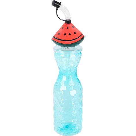 500-ml-Trinkflasche mit Strohhalm und Fruchtmotiv für Wasser, Kaltgetränke und andere Getränke (1/5)