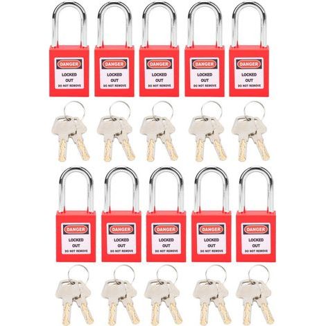 Lot de 10 cadenas à clé en nylon PA renforcé – Verrouillage de 38mm pour chimie et énergie – Résistance -57 à +177 ℃ (1/5)