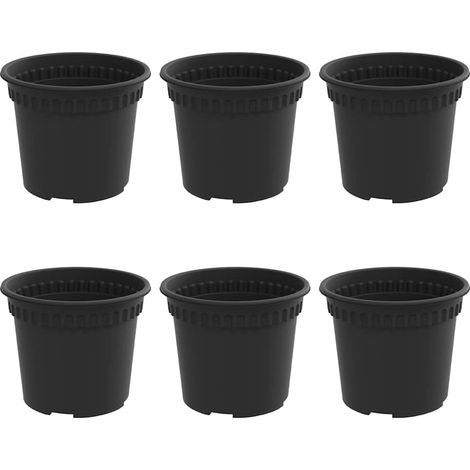 Runder Blumentopf 6 pcs Schwarz Ø 12,5 x 10 cm Kunststoff vidaXL