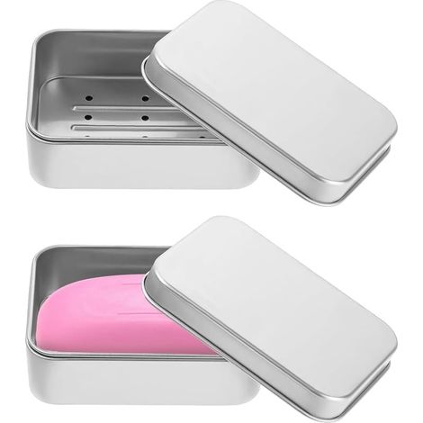 2 Pièces Boîte à Savon en Aluminium, Boite a Savon Voyage Etanche, Boîte à Savon en Aluminium avec Égouttoir Amovible, Convient aux boîtes à Savon dans Les Hôtels, Les Dortoirs et Les Salles de Bains (1/5)