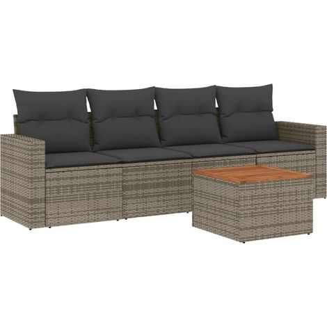 Maison Exclusive - 5-tlg. Garten-Sofagarnitur mit Kissen Grau Pol