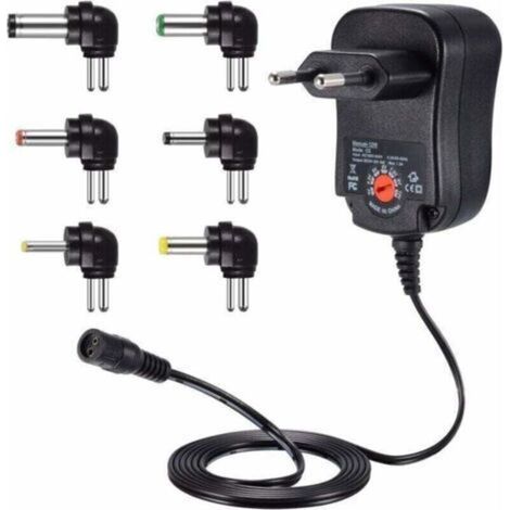 Bloc d'alimentation 12W – Tension 3-12V – Courant 1,2A – 6 adaptateurs pour appareils électroniques – Connecteurs variés pour compatibilité