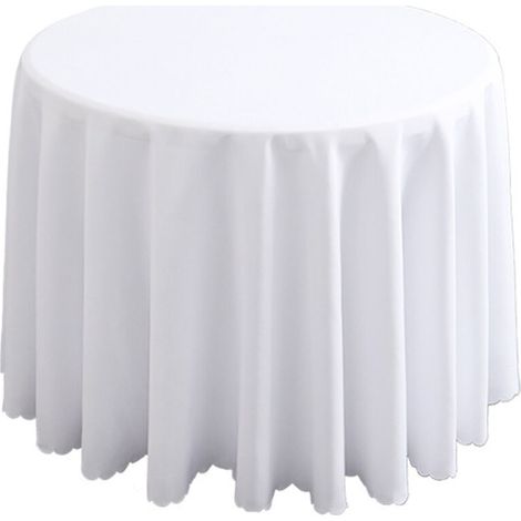 White Round Tablecloth - 240cm - Quality Table Cloth for Wedding/Banquet/Restaurant/Party (1/5)