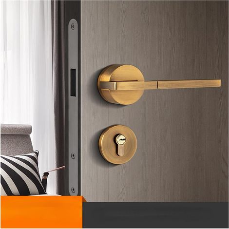 Serrure de porte intelligente Poignée de porte intelligente intérieur extérieur bouton levier avec serrure et clé chambre salle de bain noir for maison aimant en alliage d'aluminium chambre ( Color : (1/4)