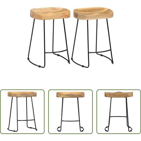 Bois de manguier - Tabourets de bar Gavin lot de 2 bois de manguier solide (1/5)