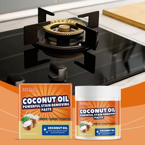 Kokosöl-Fleckenentferner, vielseitige Polierpaste für hartnäckige Küchenfette, Ölfleckenentferner, Oberflächenreiniger – 260 g -- BIEMMEDUE (1/5)