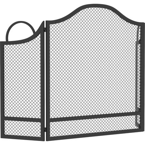 HOMCOM Parascintille per Camino Pieghevole a 3 Pannelli, 122x1x74 cm, Nero (1/5)