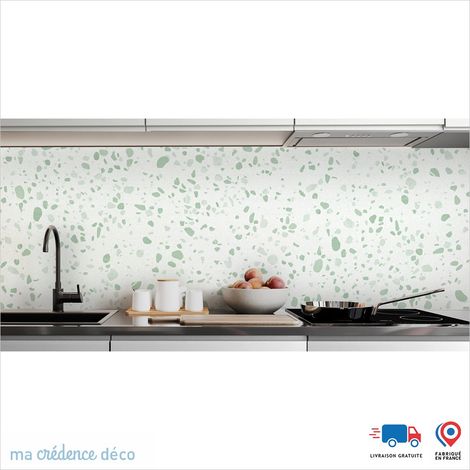 Crédence : Terrazzo contemporain - Couleur Vert blanc - Alu composite - 60 - 120 (1/3)