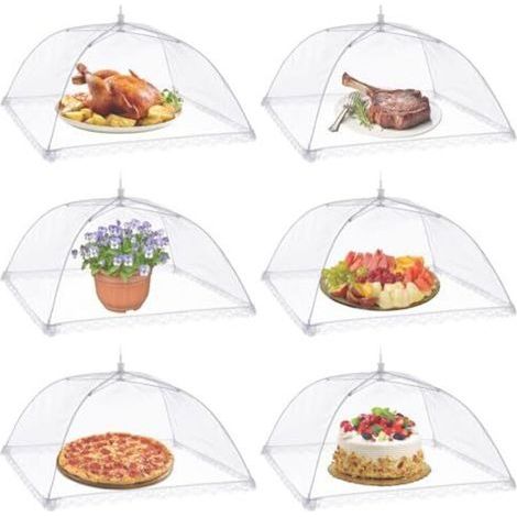 6pcs Cloche Alimentaire Pliable Anti-mouche Couvercle de Nourriture en Maille Pliant Tente Parapluie Anti-insectes Anti-moustiques Protection pour Barbecue Pique-nique Aliments (1/4)