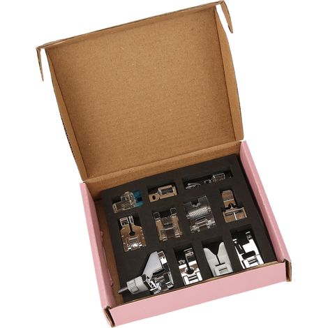 Ensemble de 11 pièces pour machine à coudre multifonctionnelle, pied presseur, ensemble d'accessoires pour machine à coudre (01) (1/4)