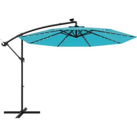 Parasol voladizo 300 x 300 x 250 cm pantalla orientable con iluminación LED estilo contemporáneo poliéster verde 200013017