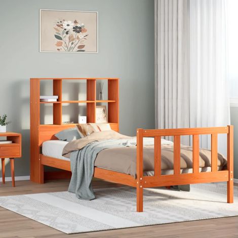 Bookcase Bed without Mattress Wax Brown 75x190 cm Small Single Solid Wood Pine vidaXL (1/5)