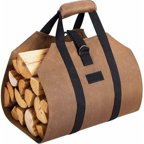 Panier à bûches et sac à bûches Bois de Chauffage Porte-bûches Toile cheminée Bois Sac de Transport Extra Grand Porte-Bois de Chauffage paniers de Bois de Chauffage intérieurs (1/5)