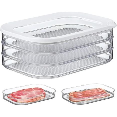 Boîte à charcuterie 3 étages – Blanc – boîte de rangement frigo pour charcuterie - trois boîtes de conservation séparées – passe au lave-vaisselle (1/5)