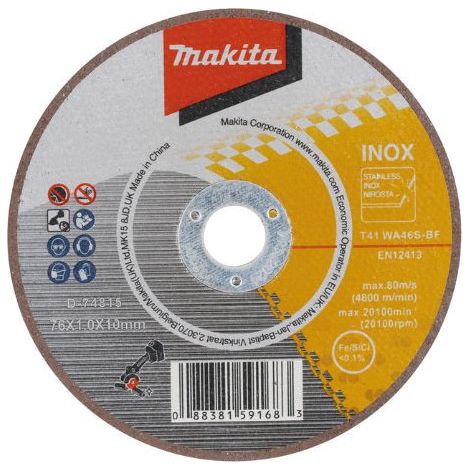 Confezione da 5 dischi da taglio per acciaio INOX Ø76 mm – MAKITA D-74815-5